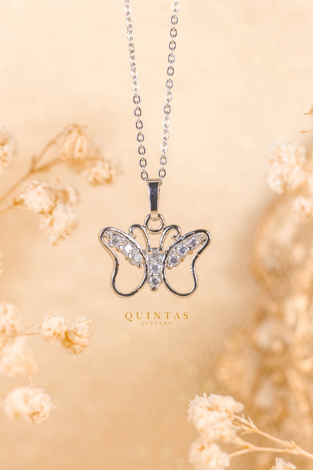 Mariposa Crystal Silver Necklace