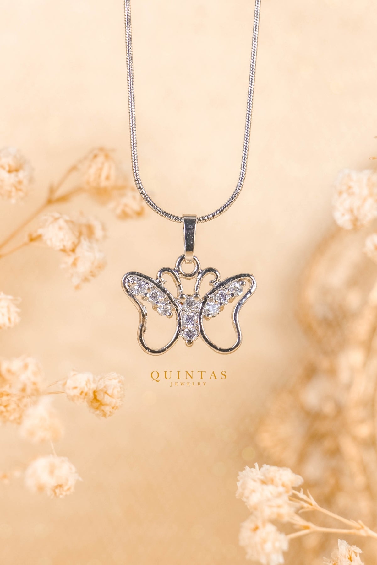 Mariposa Crystal Silver Necklace