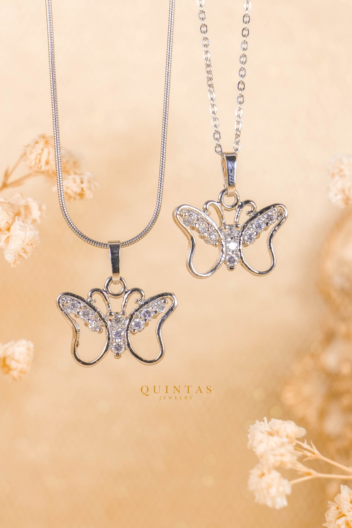 Mariposa Crystal Silver Necklace