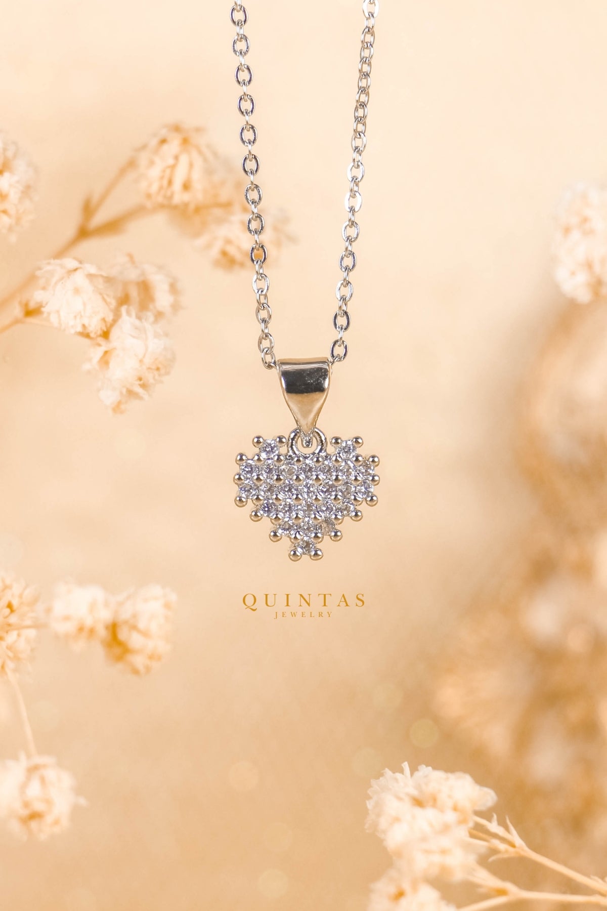Zirconia Heart Silver Necklace