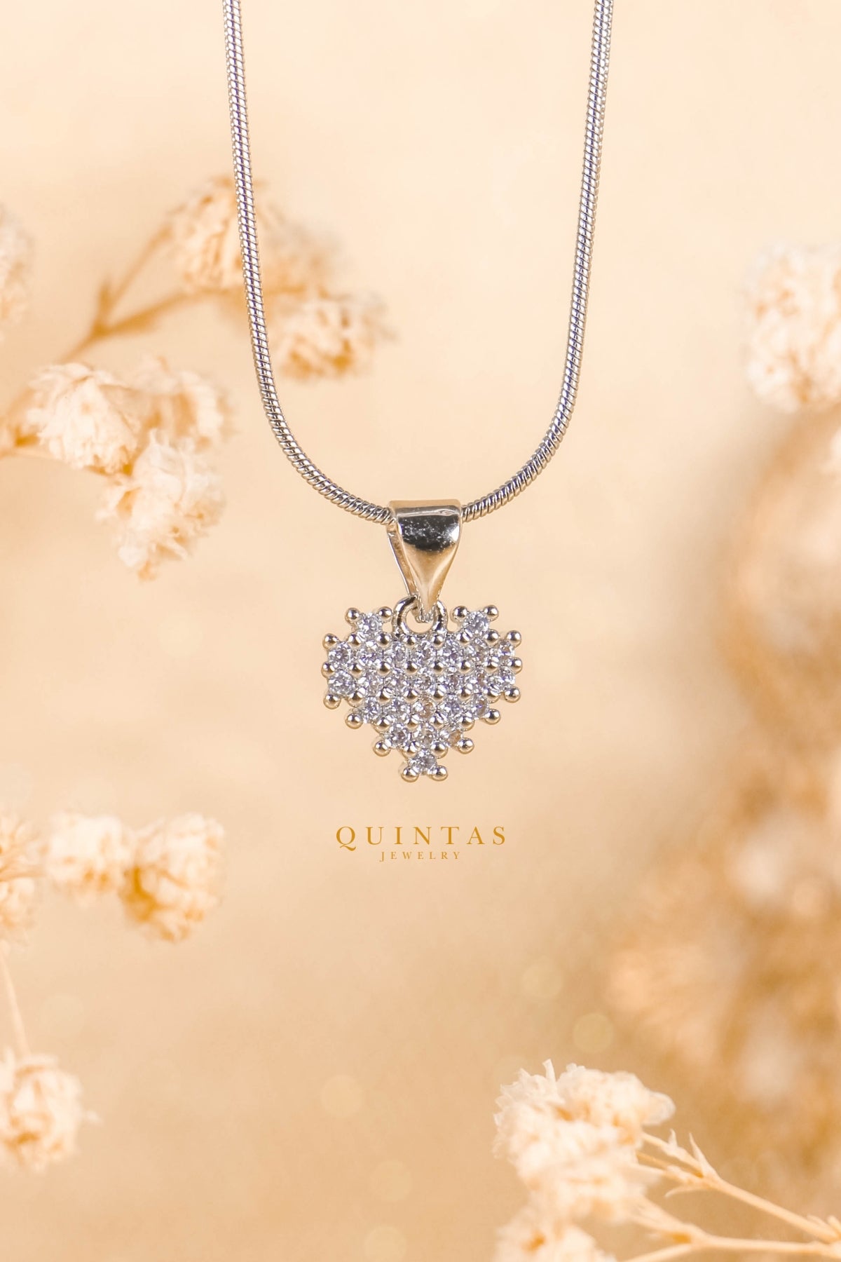 Zirconia Heart Silver Necklace