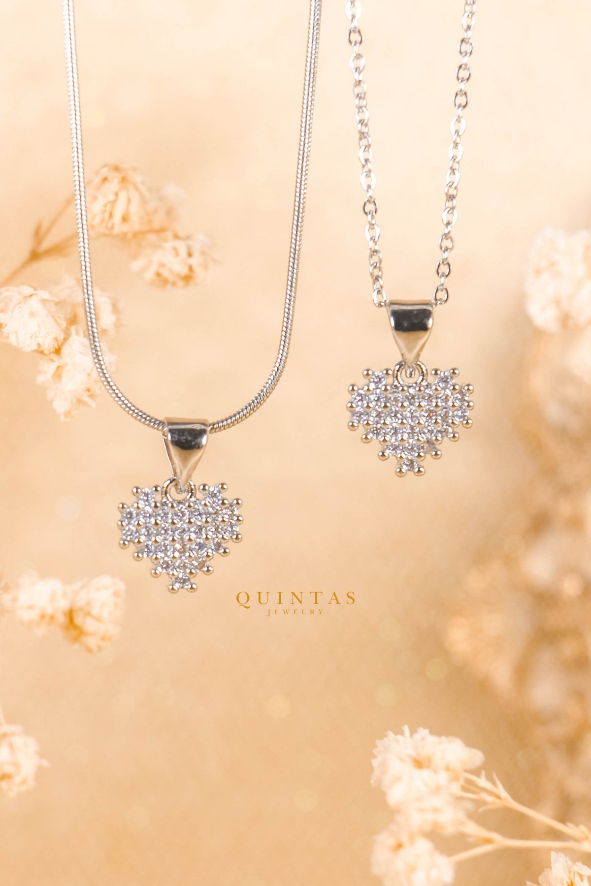 Zirconia Heart Silver Necklace