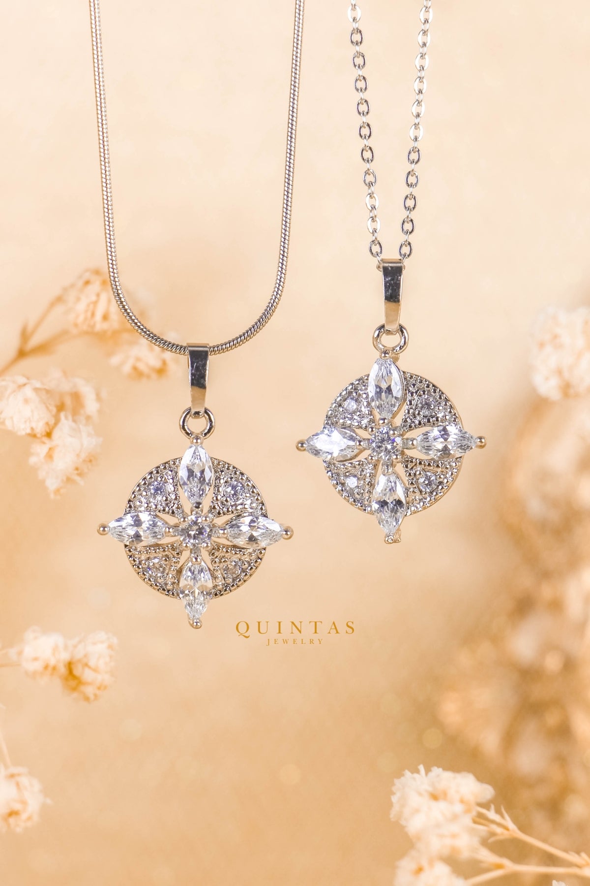 Flower Halo Silver Necklace