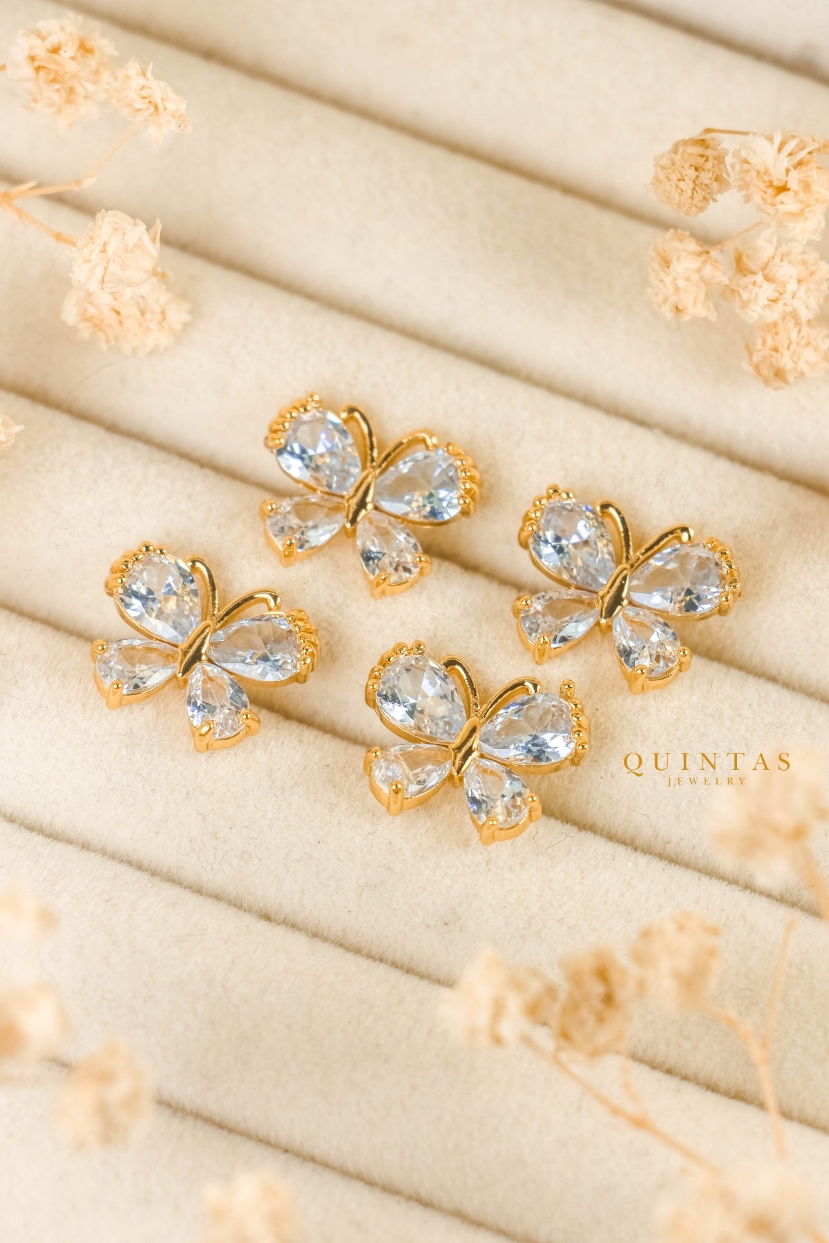 Crystal Butterfly Wings Stud Earrings
