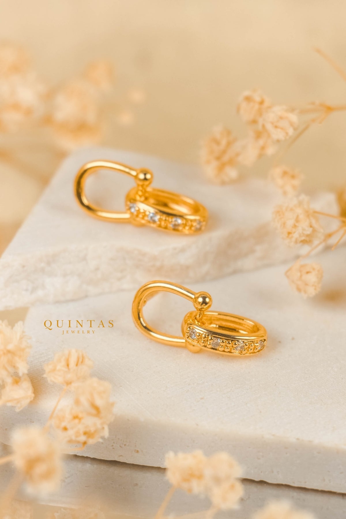 Aera Gold Lock Stud Earrings