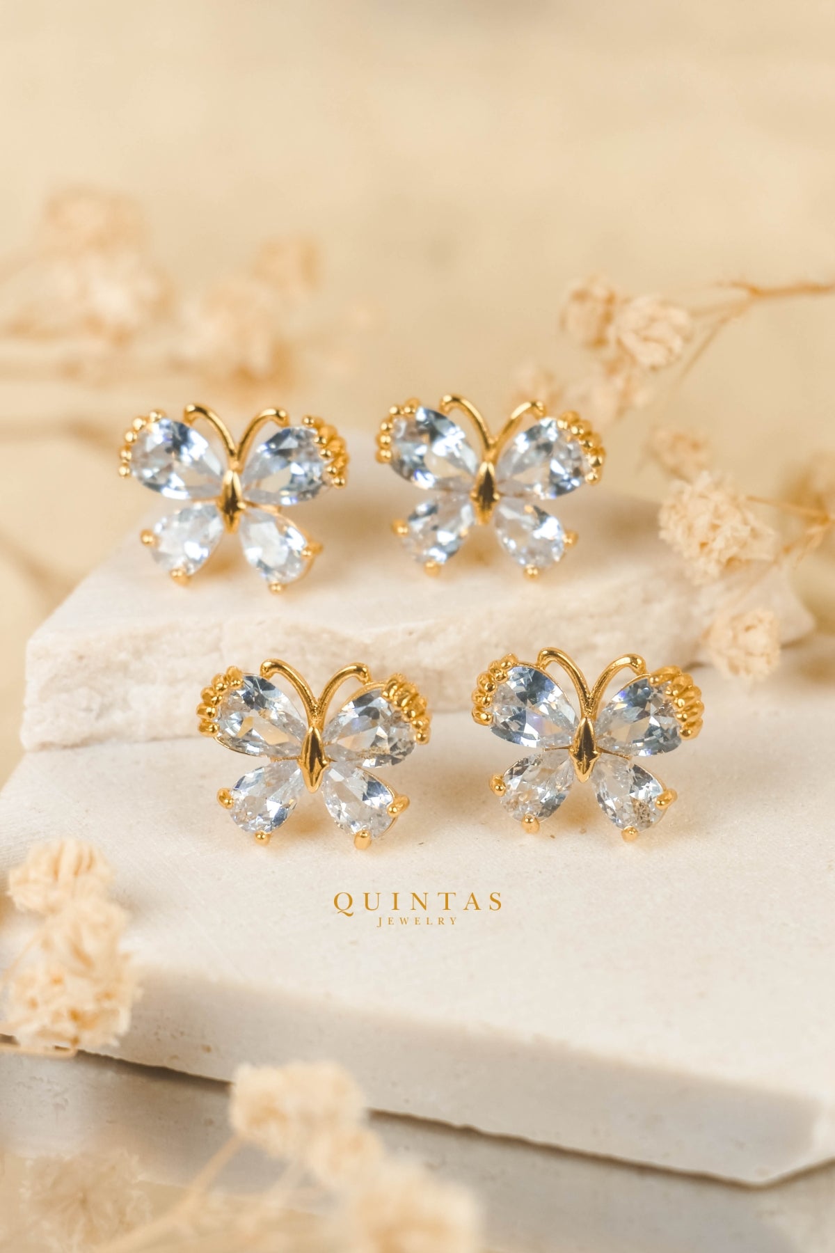 Crystal Butterfly Wings Stud Earrings