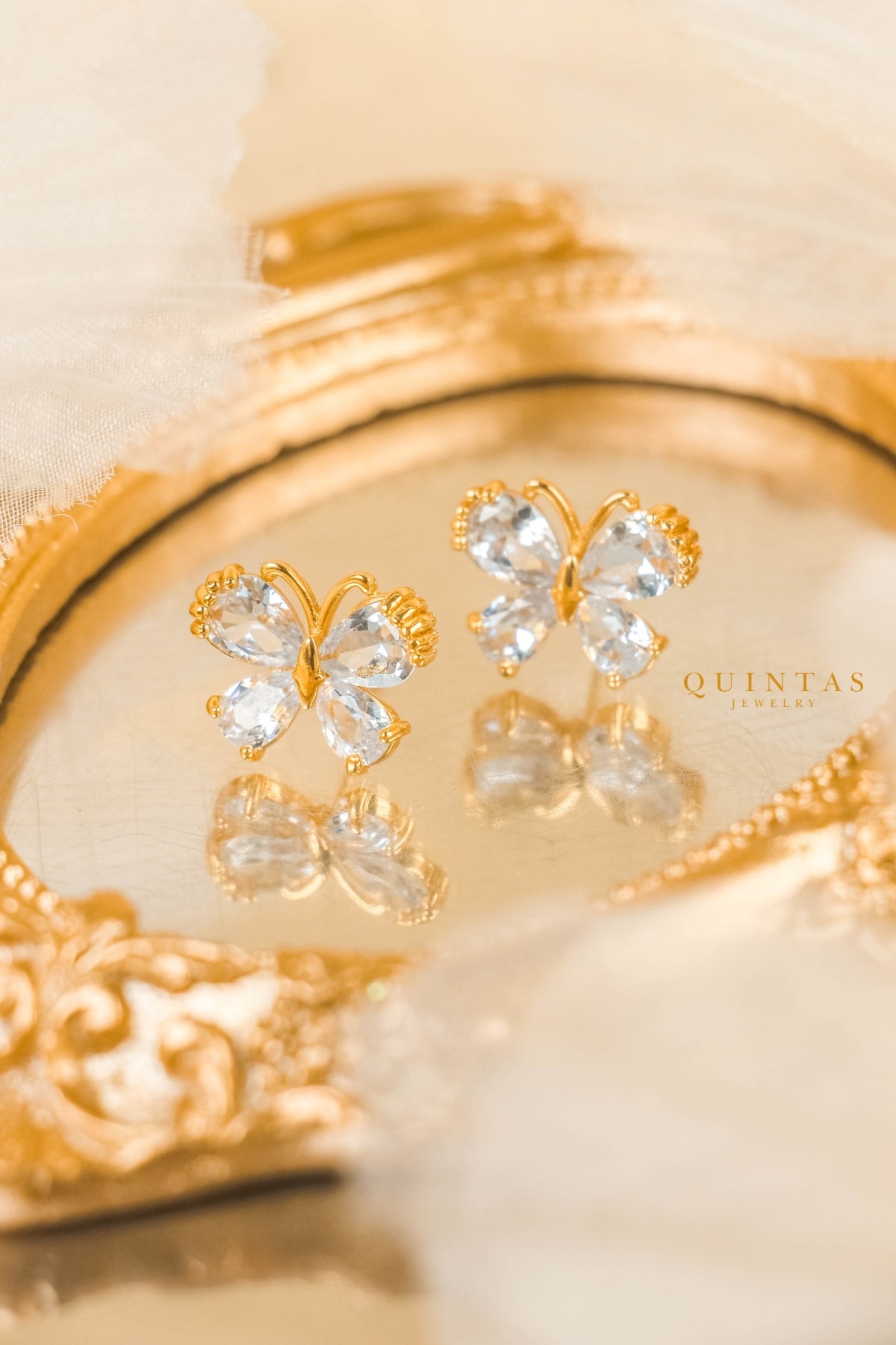 Crystal Butterfly Wings Stud Earrings