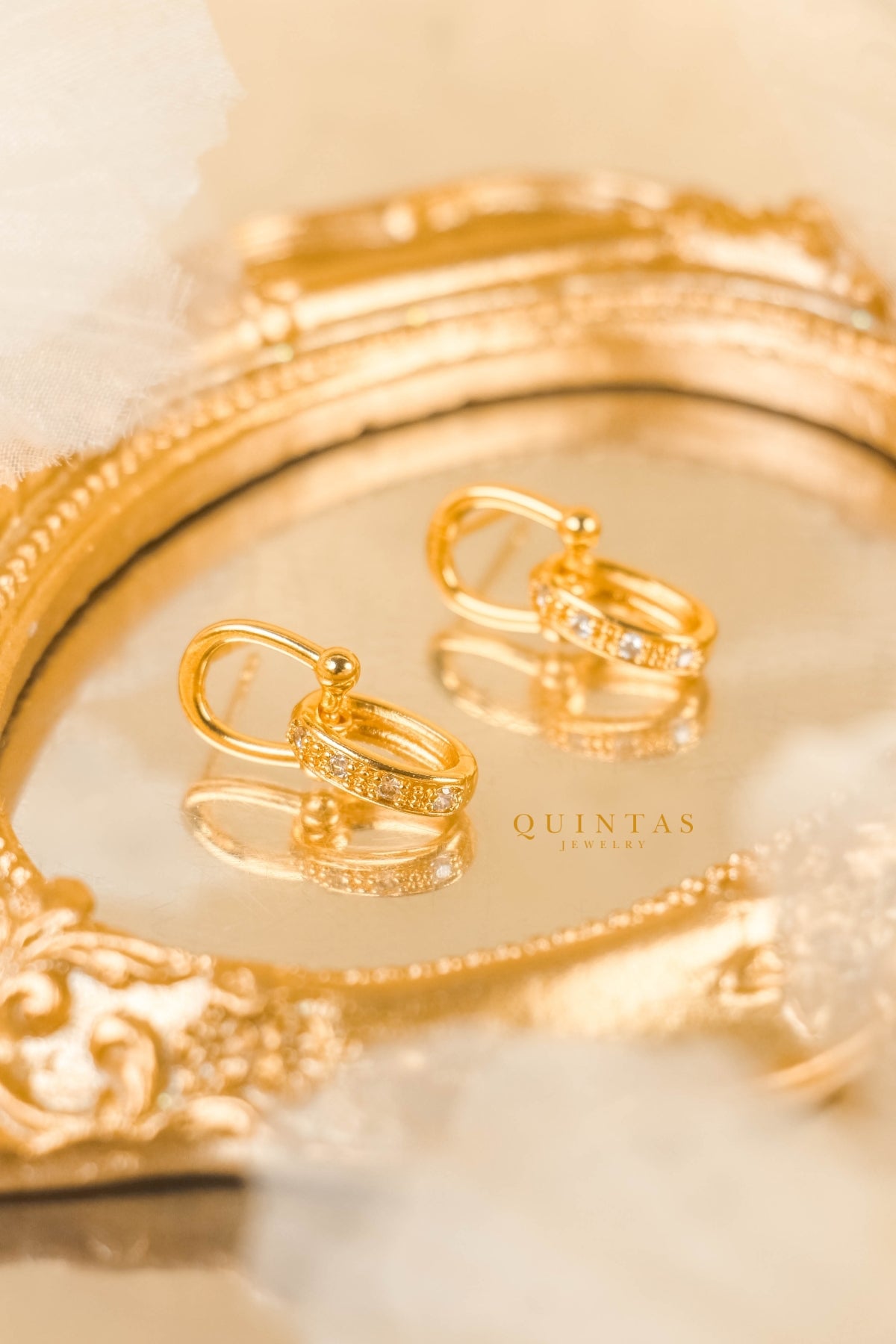 Aera Gold Lock Stud Earrings