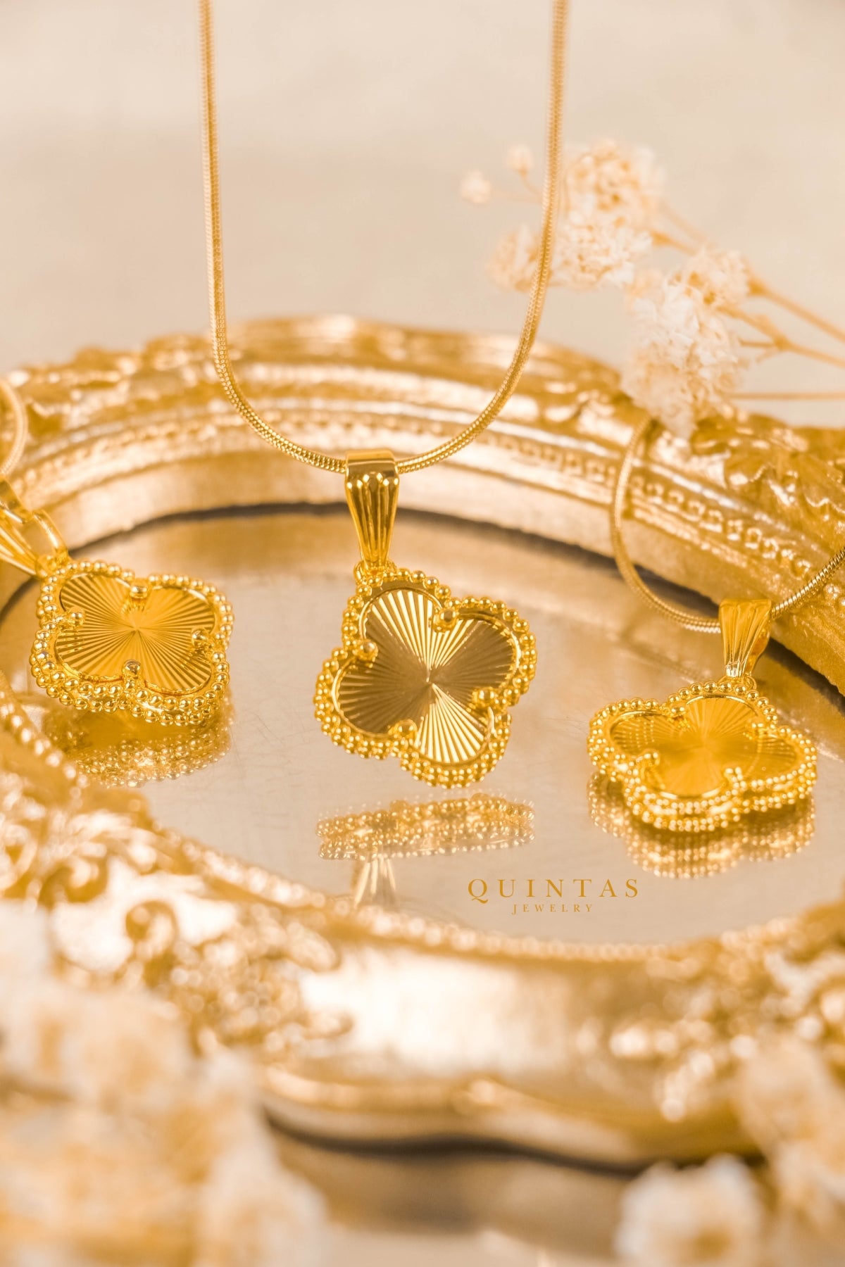 Gold Clover Shell Necklace