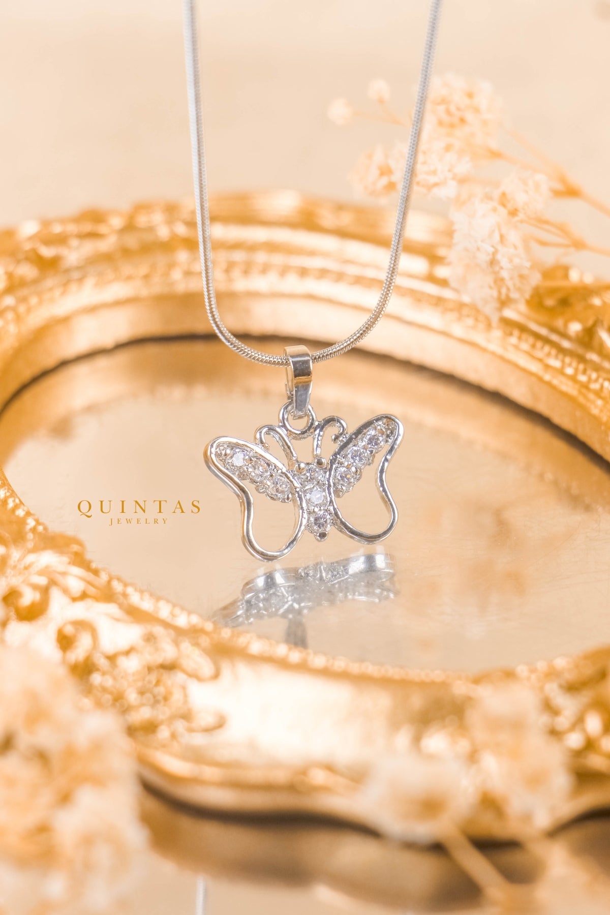 Mariposa Crystal Silver Necklace