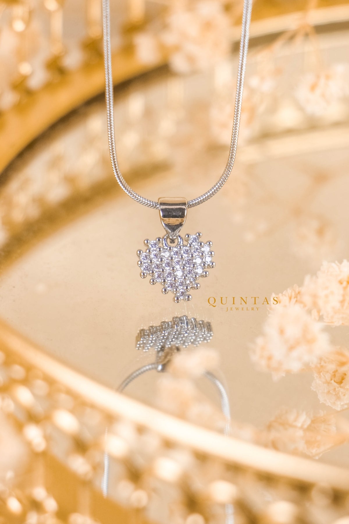 Zirconia Heart Silver Necklace