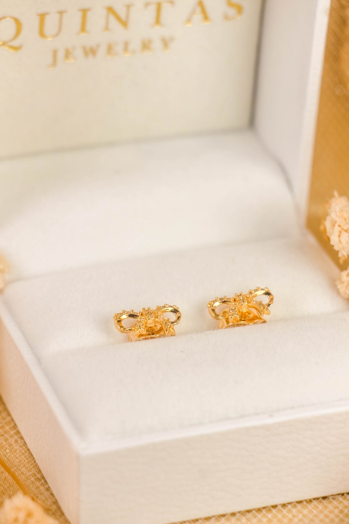 Sparkle Ribbon Stud Earrings
