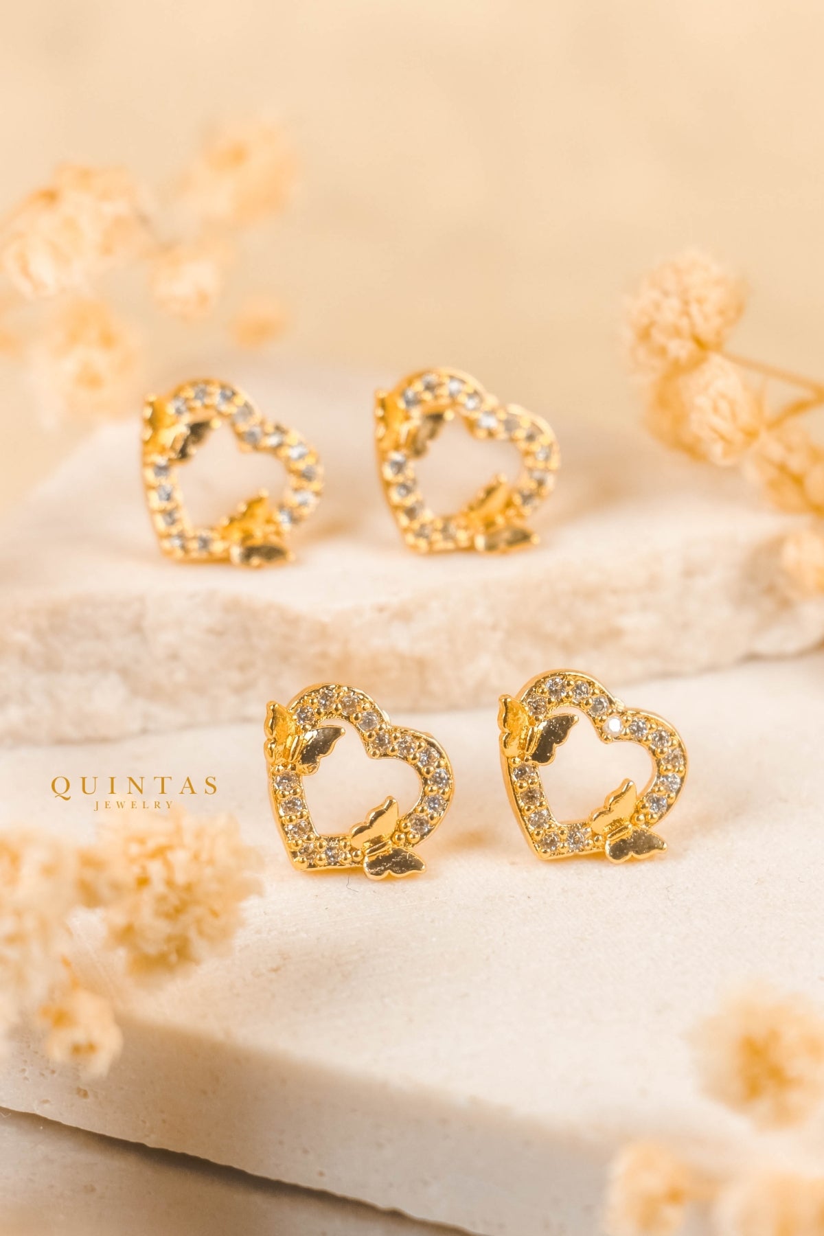 Butterfly Heart Stud Earrings