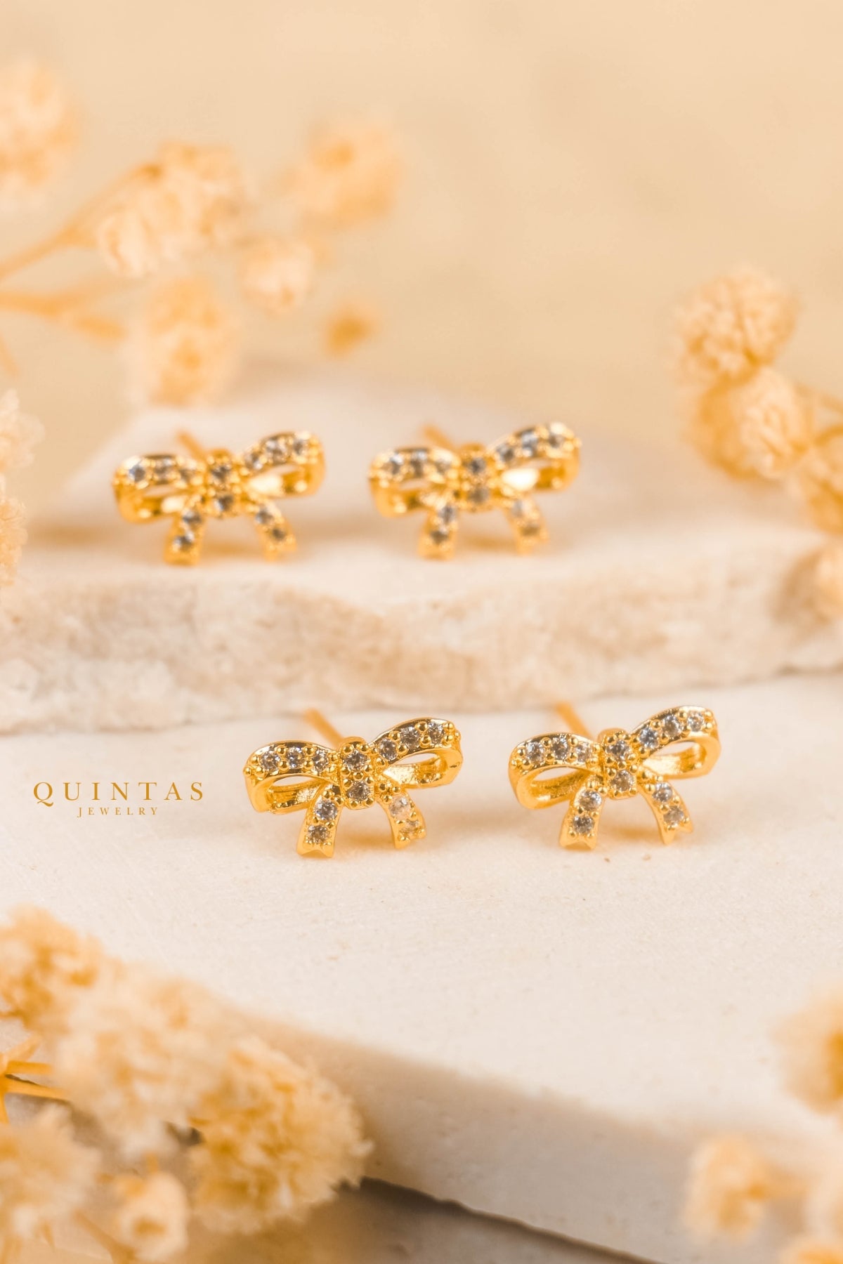 Sparkle Ribbon Stud Earrings