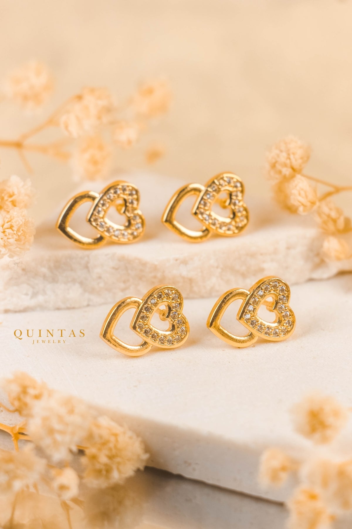 Linked Hearts Stud Earrings
