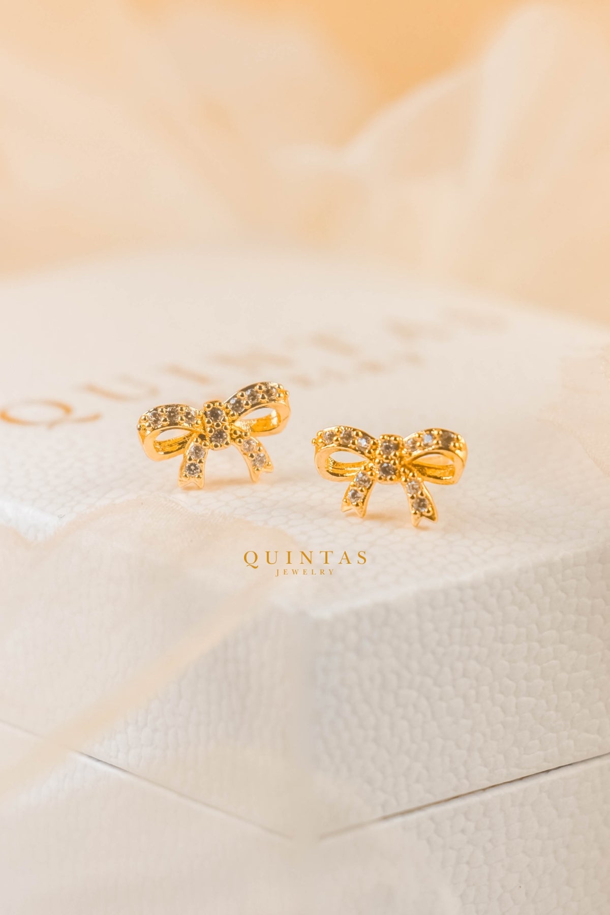 Sparkle Ribbon Stud Earrings