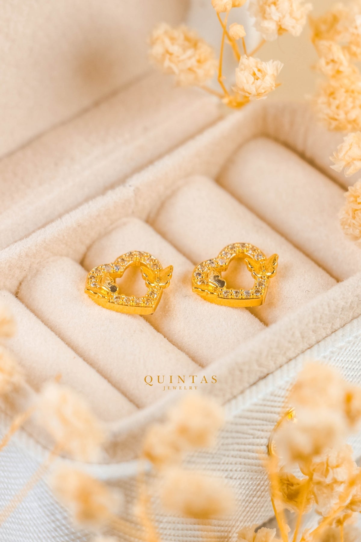 Butterfly Heart Stud Earrings
