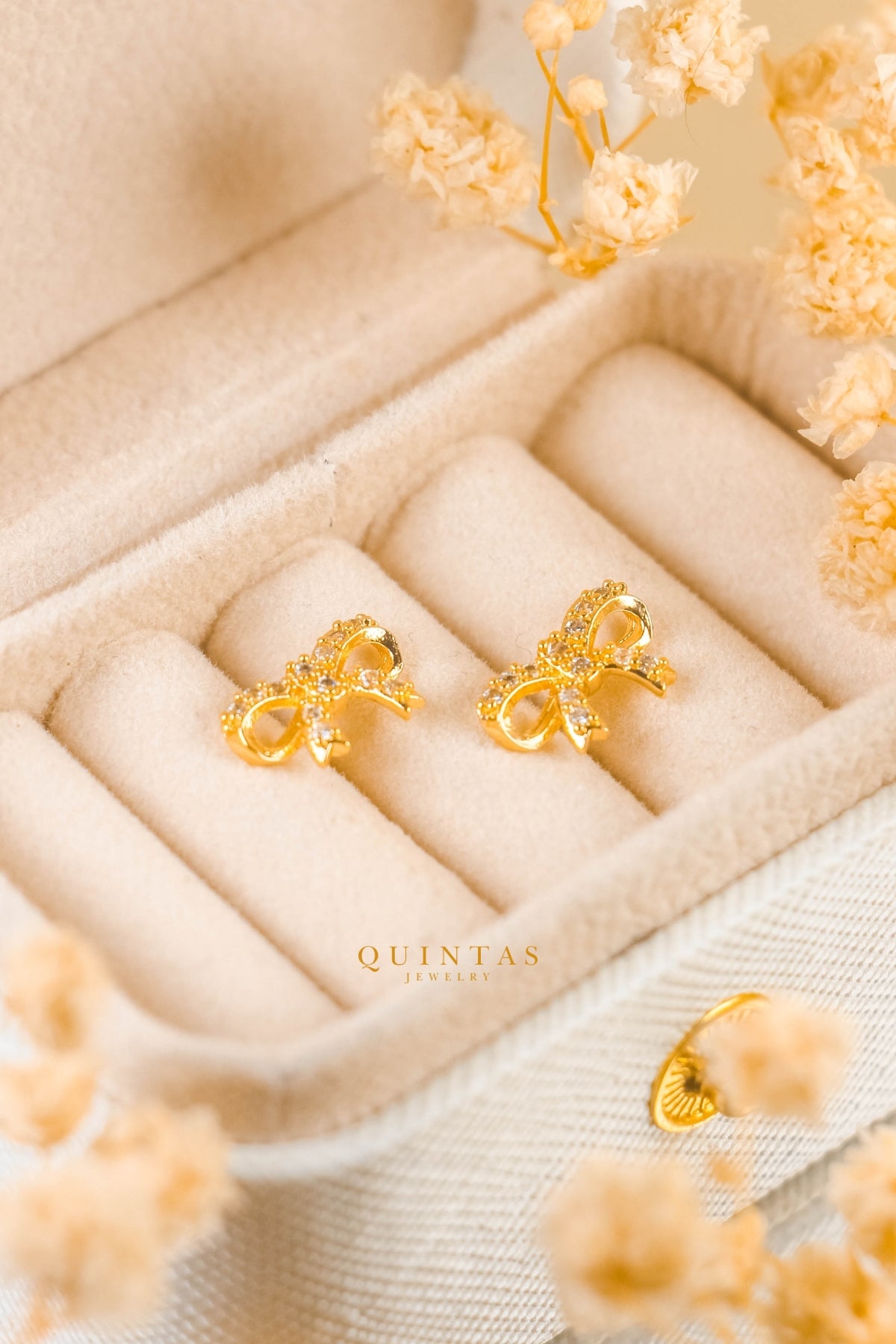 Sparkle Ribbon Stud Earrings