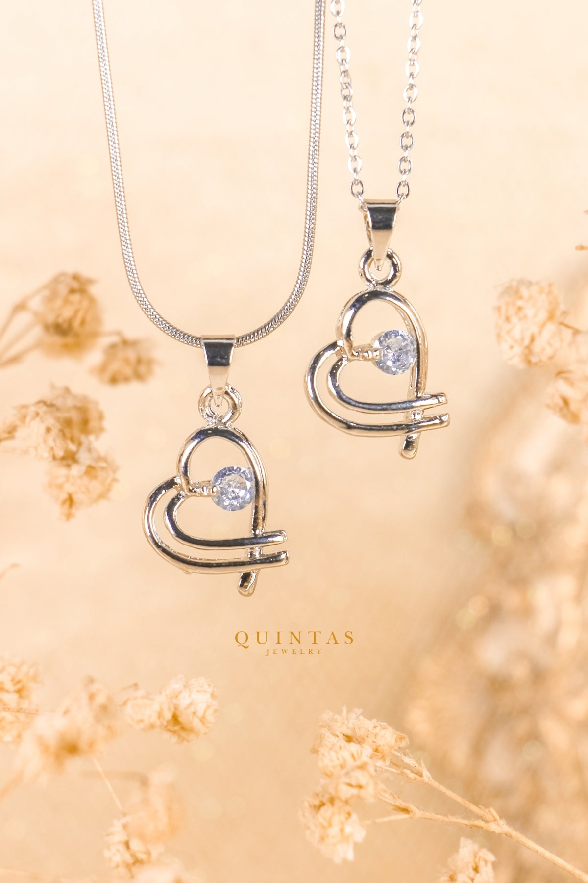 Interwined Hearts Silver Necklace