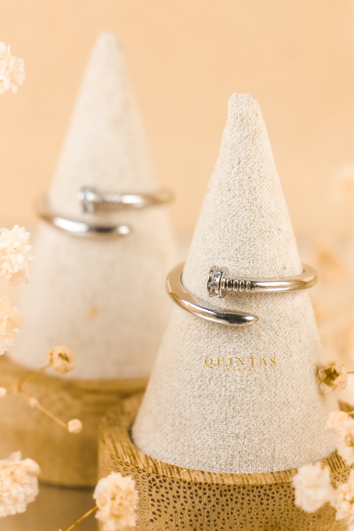 Minimalist Nail Silver Ring (Adjustable)