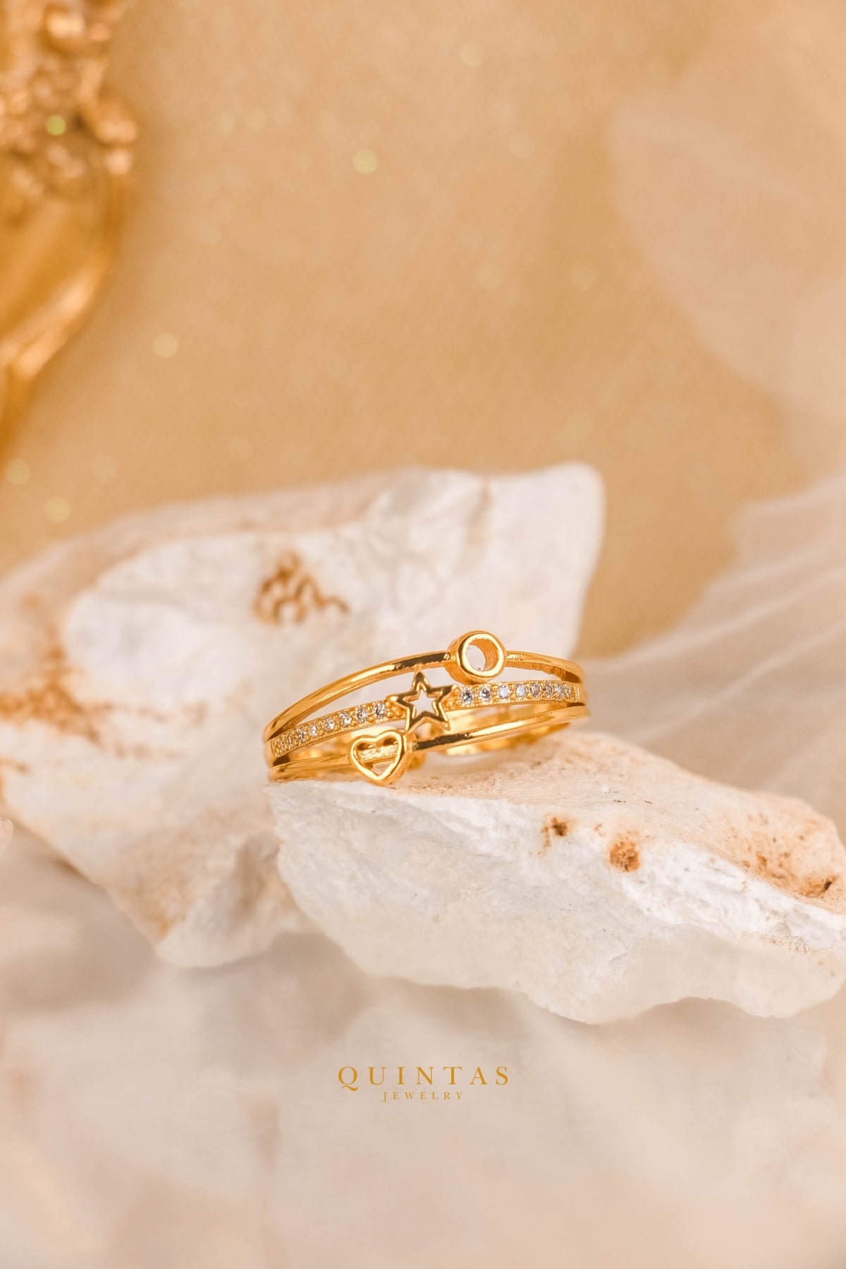 Poly Rhinestone Ring (Adjustable)