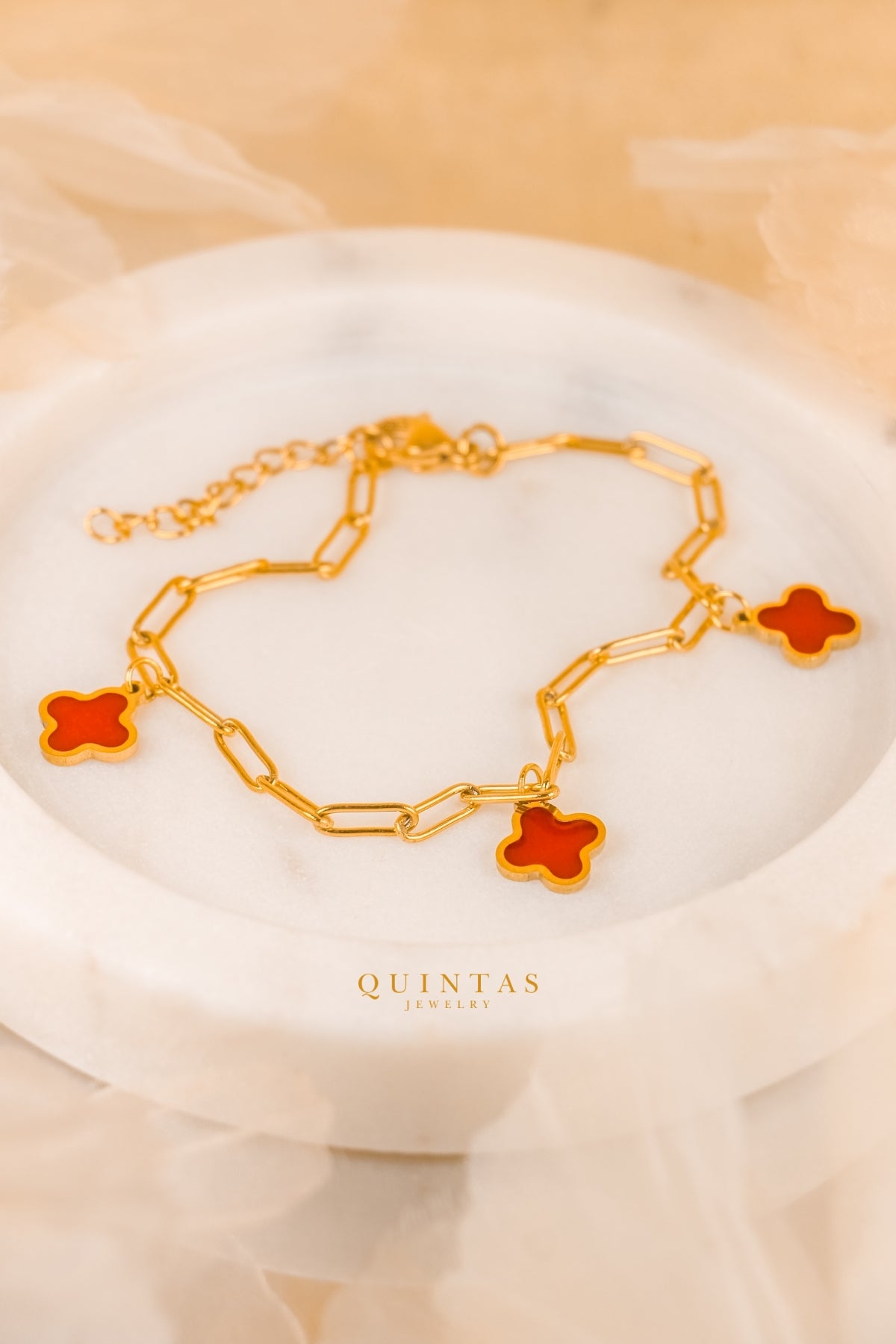 Scarlet Red Clover Bracelet