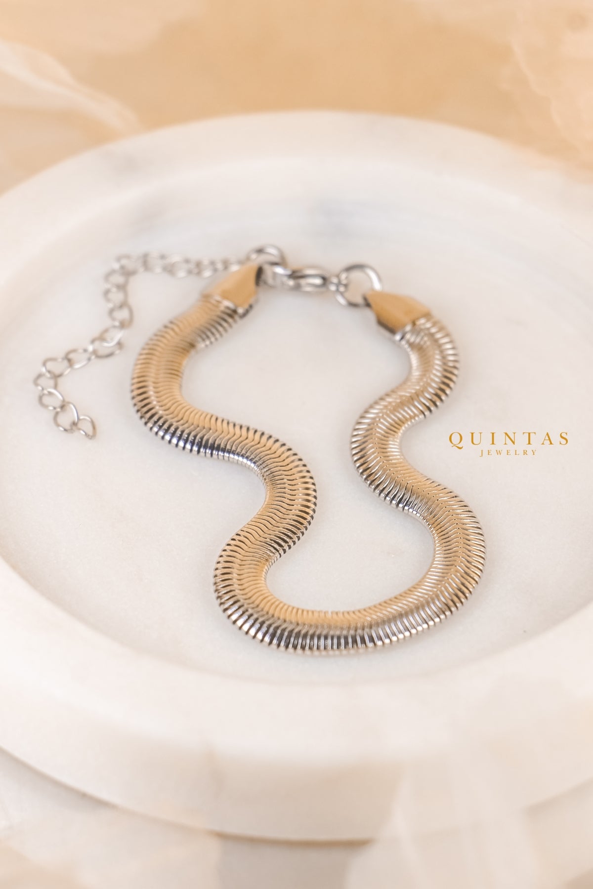 Flat Snake Silver Bracelet