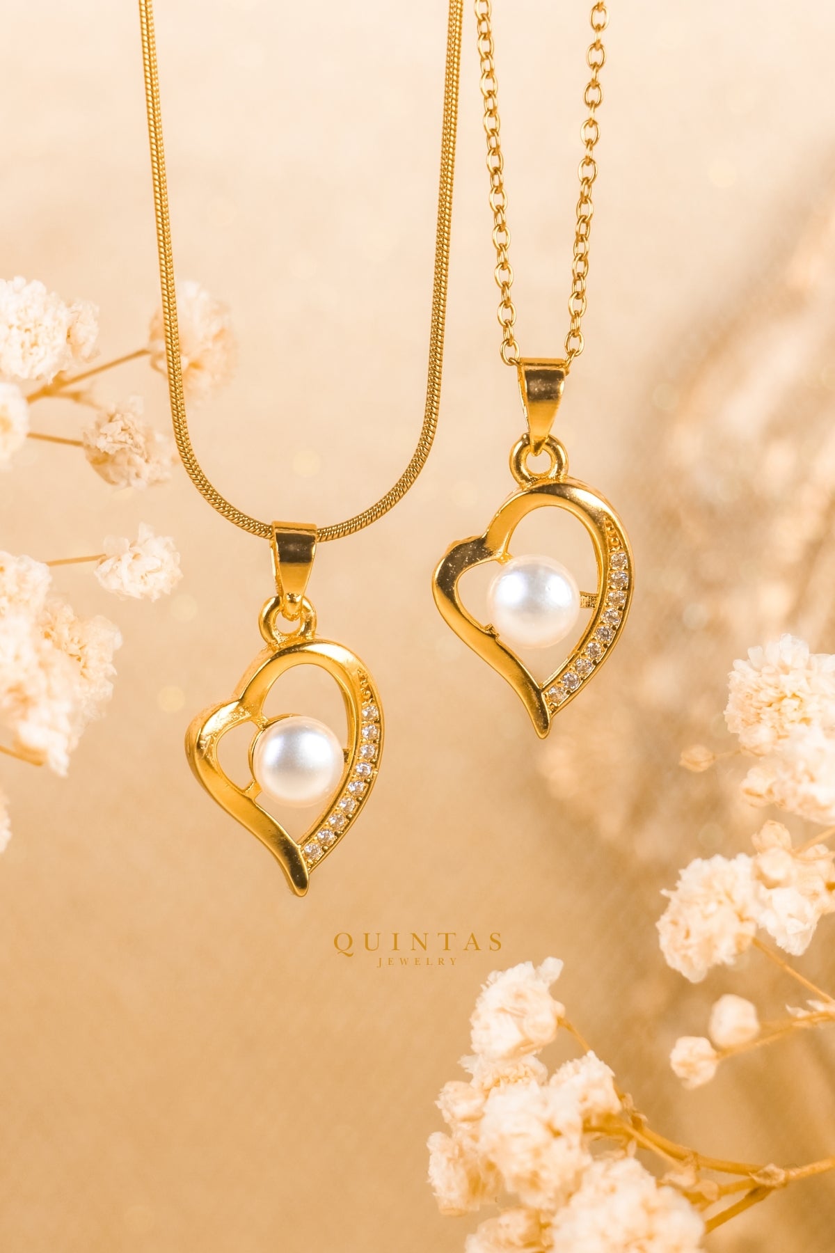 Solana Heart Pearl Necklace
