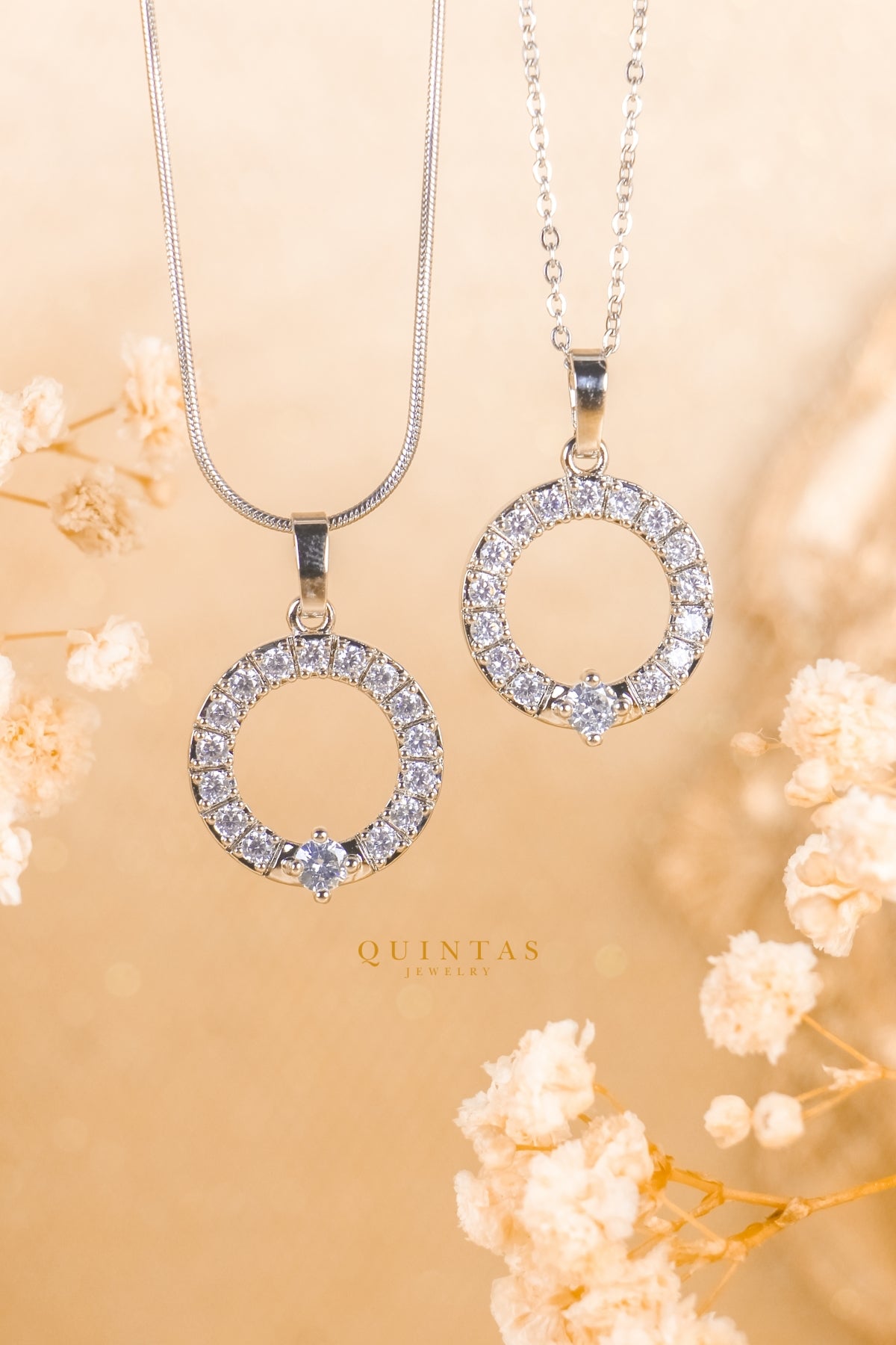 Crystal Orbit Silver Necklace
