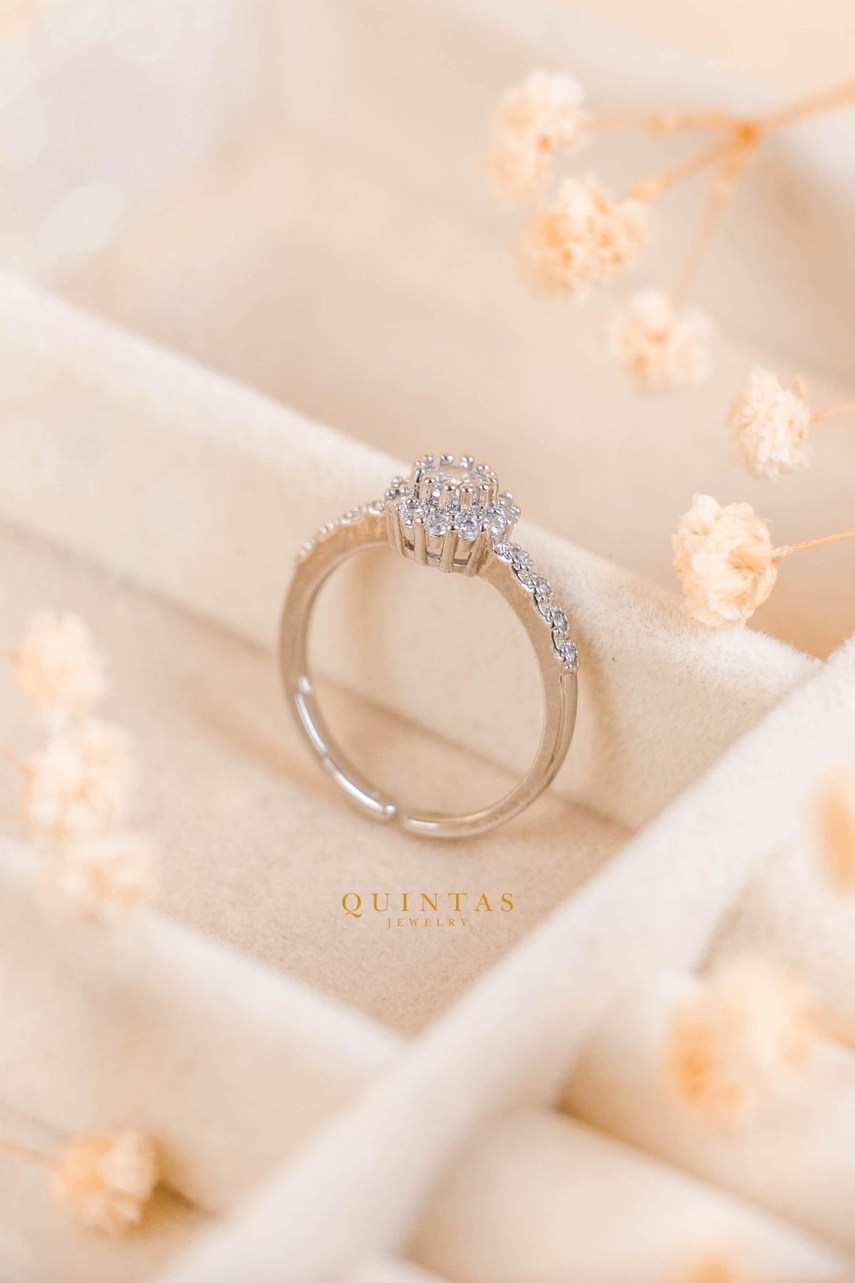 Sophia Majestic Diamond Silver Ring (Adjustable)
