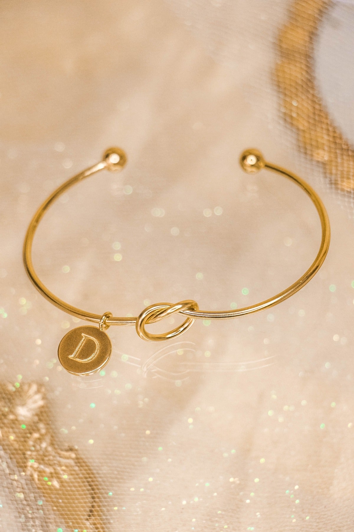 Promise Knot Initial Bangle Bracelet
