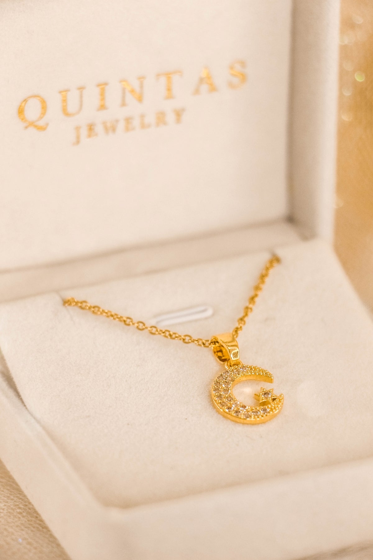 Rhinestone Moon Necklace