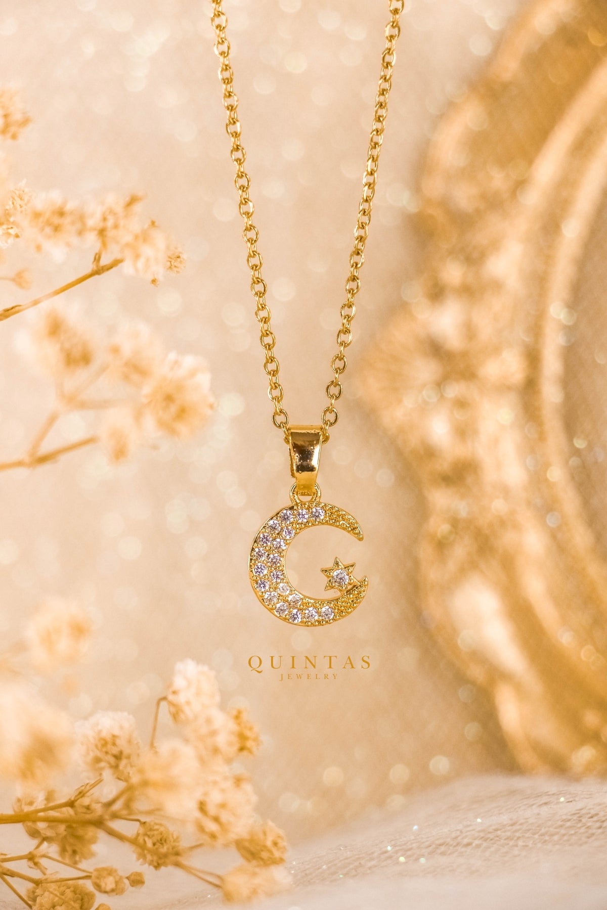 Rhinestone Moon Necklace