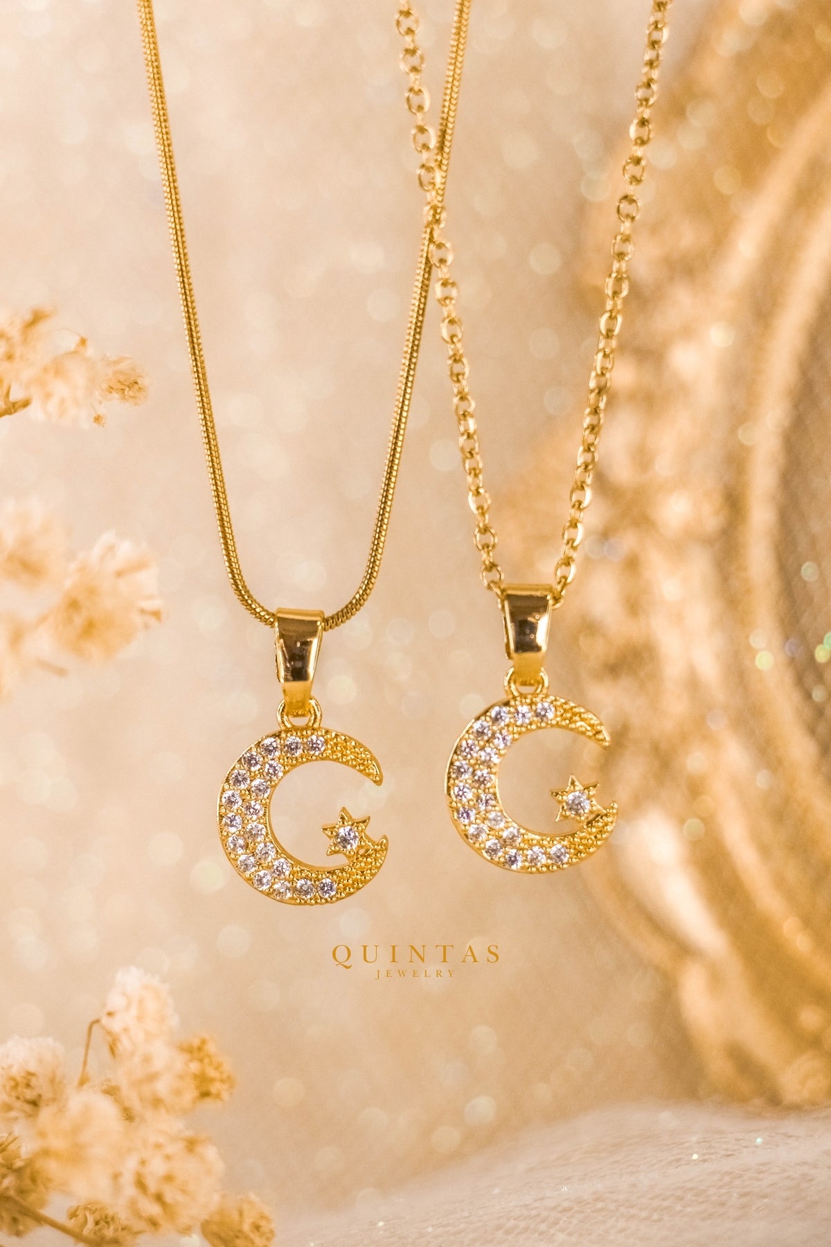Rhinestone Moon Necklace