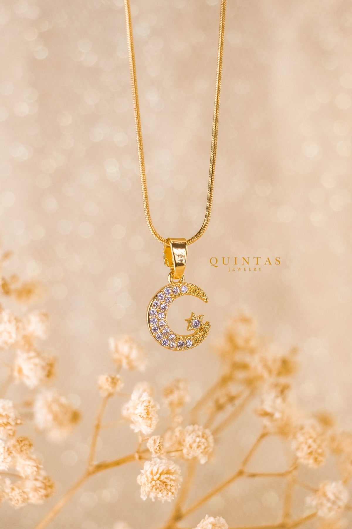 Rhinestone Moon Necklace
