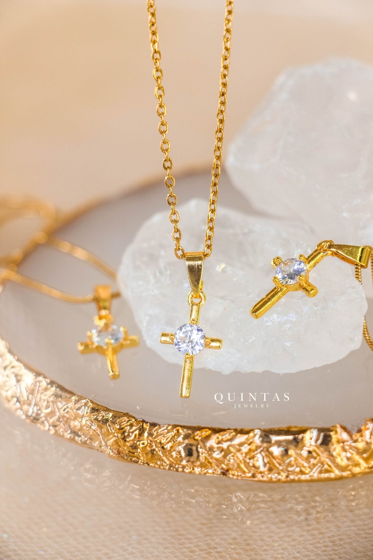 Dainty Cross Diamond Necklace