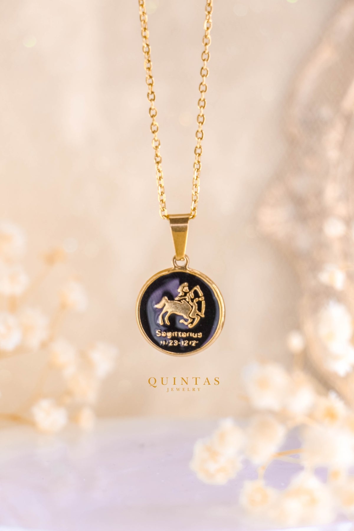 Black Coin Zodiac Sign Necklace
