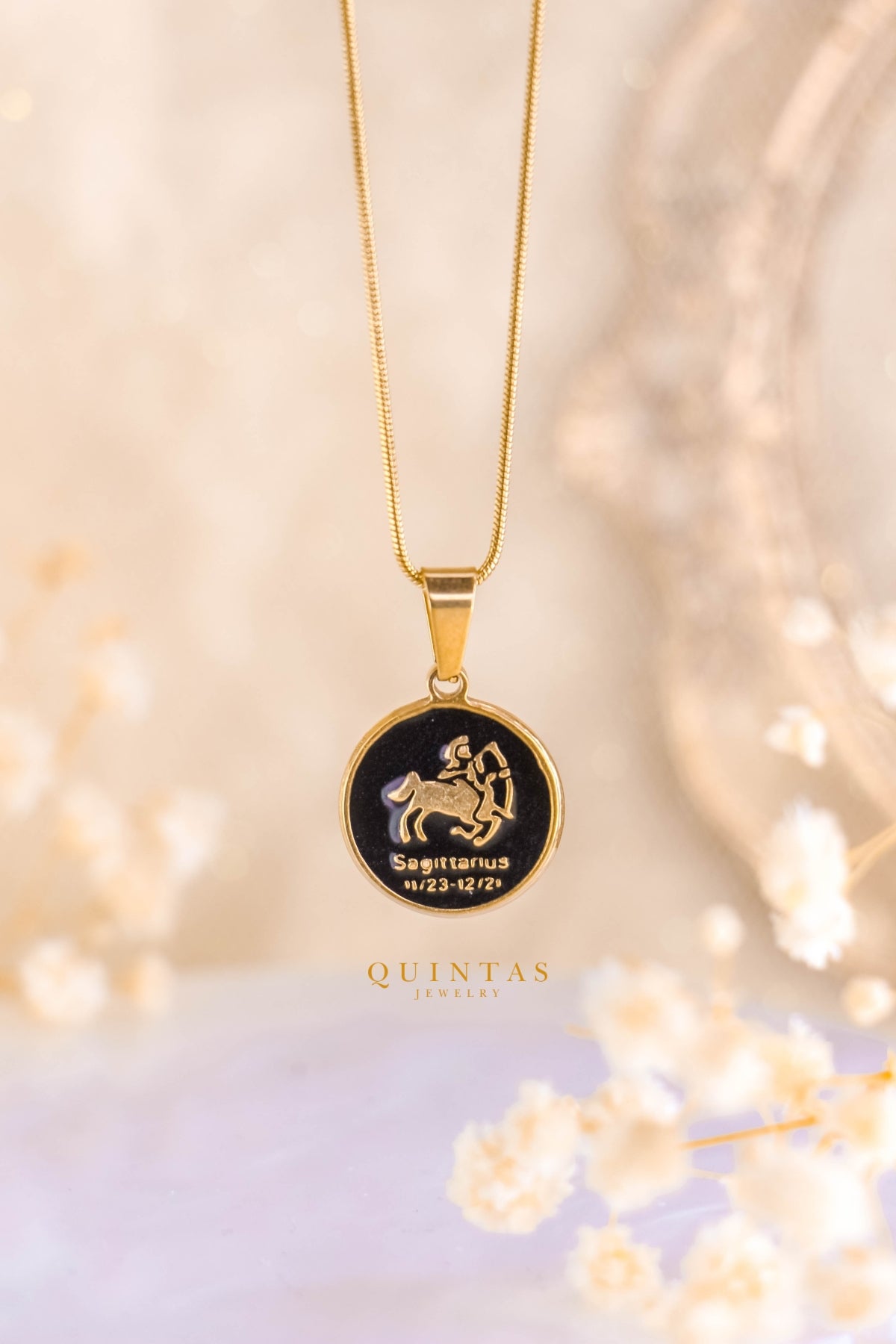 Black Coin Zodiac Sign Necklace