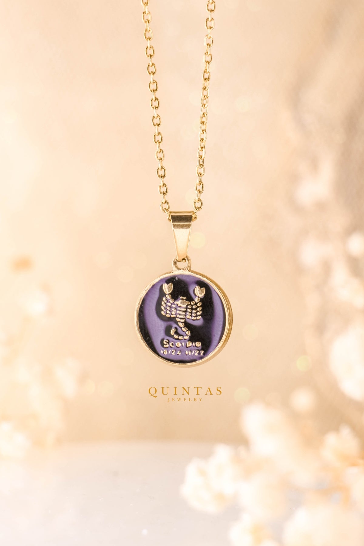 Black Coin Zodiac Sign Necklace