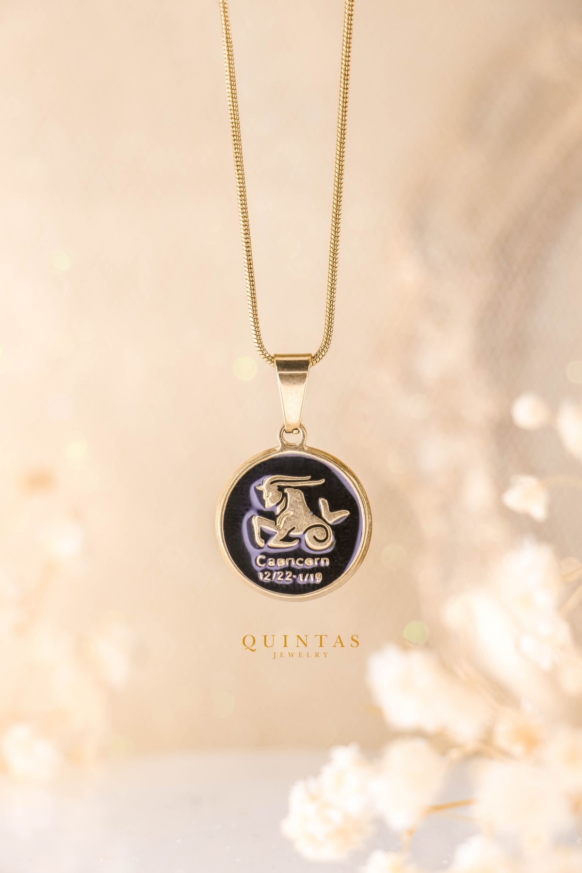 Black Coin Zodiac Sign Necklace