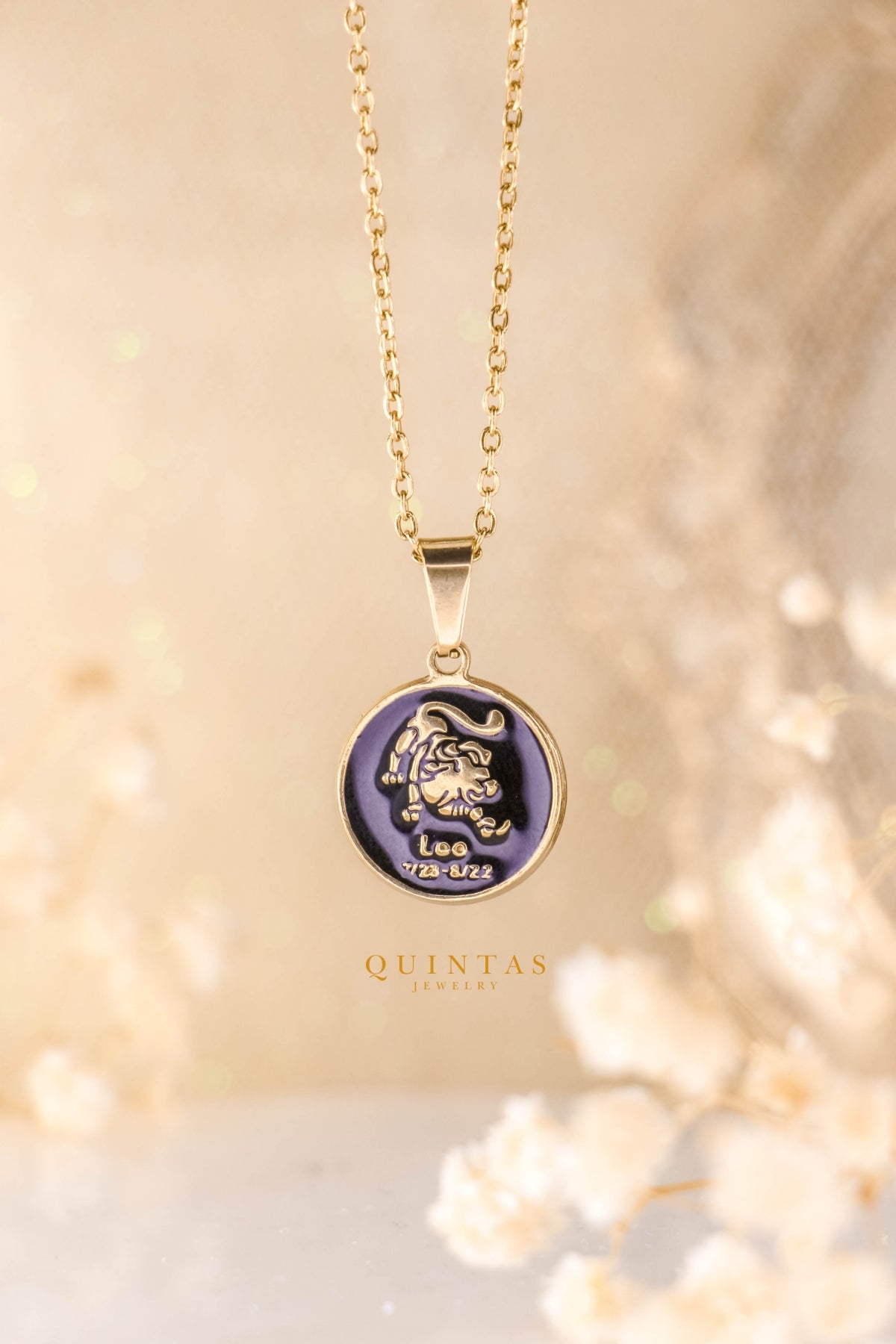 Black Coin Zodiac Sign Necklace