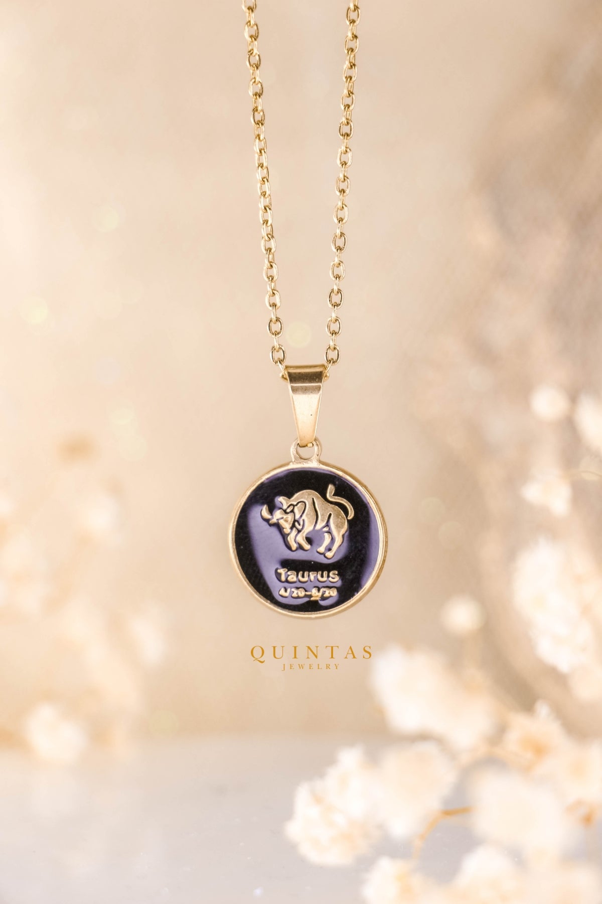 Black Coin Zodiac Sign Necklace
