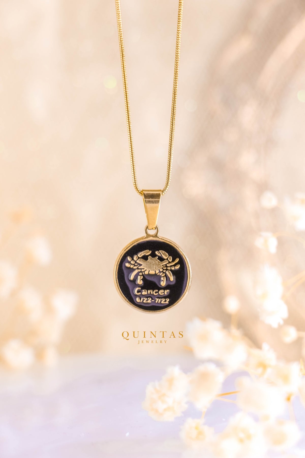 Black Coin Zodiac Sign Necklace