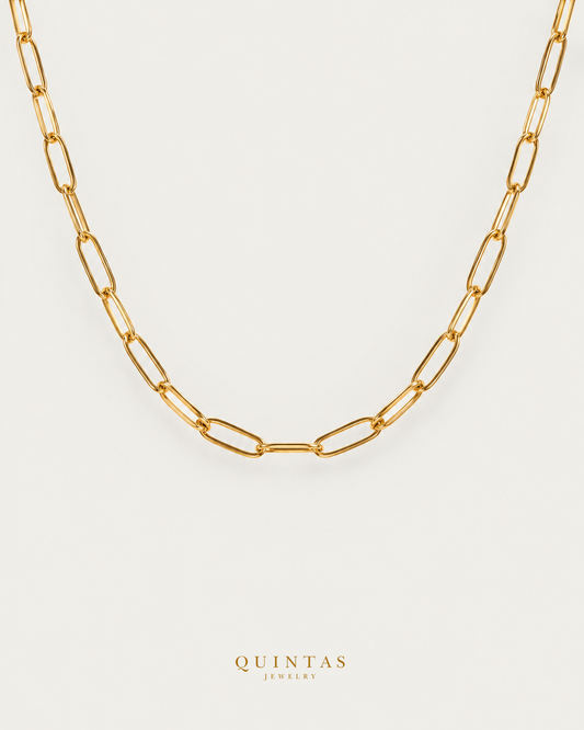 QUINTAS Necklace Chains — exact source-supported main framing and jewelry unchanged, authentic canonical logo