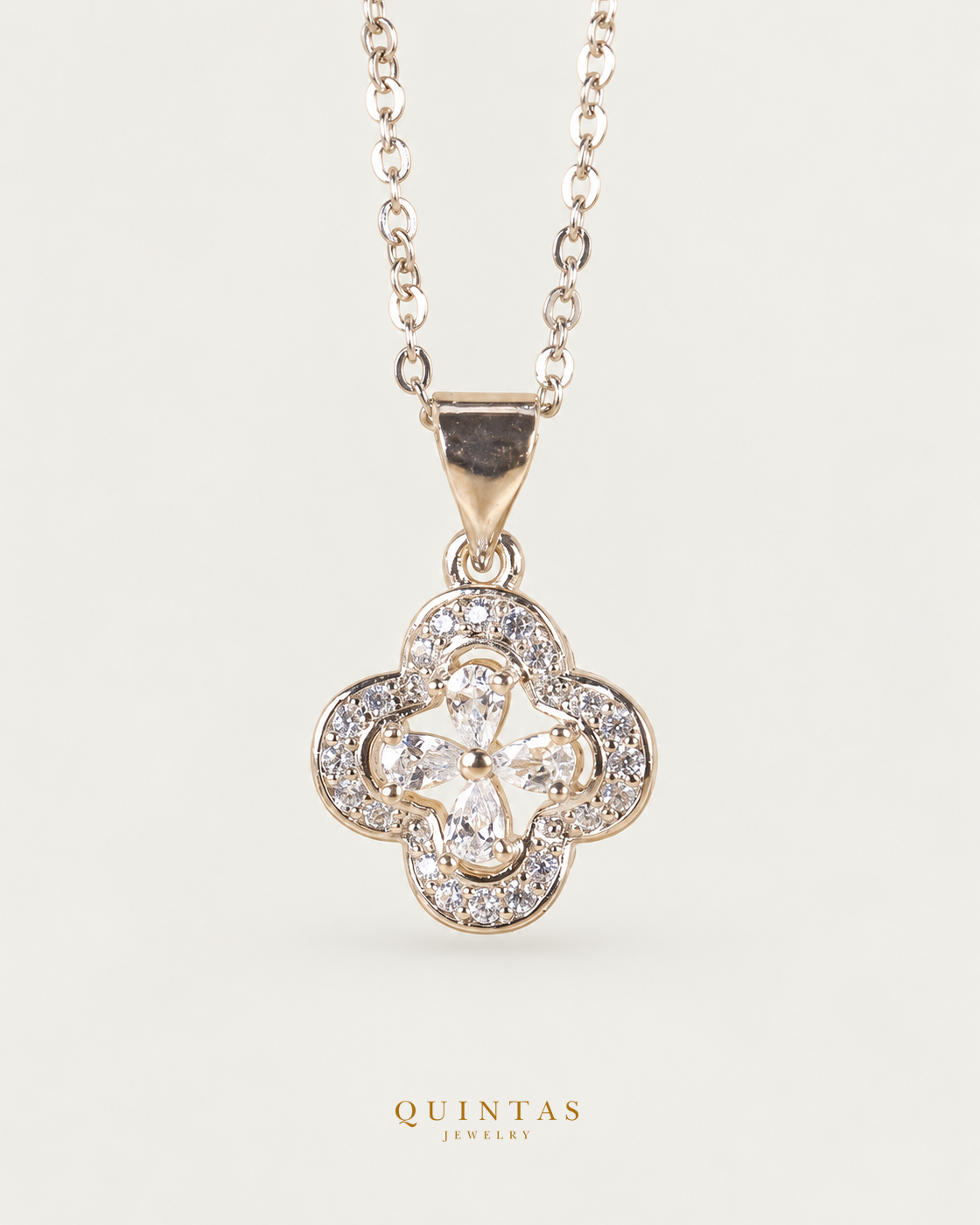 Frosted Clover Silver Necklace — main view, canonical brand mark