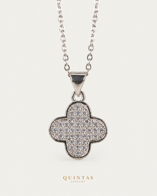 Sparkling Silver Clover Necklace — main view, canonical brand mark