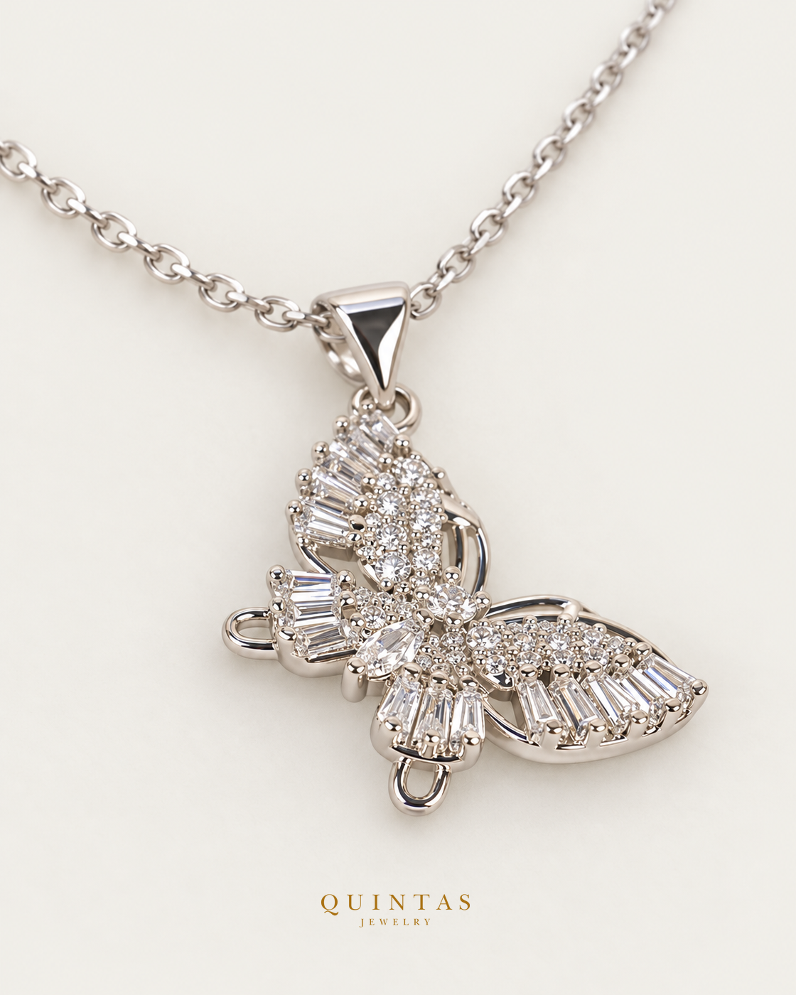 Celeste Butterfly Silver Necklace — companion view, canonical brand mark