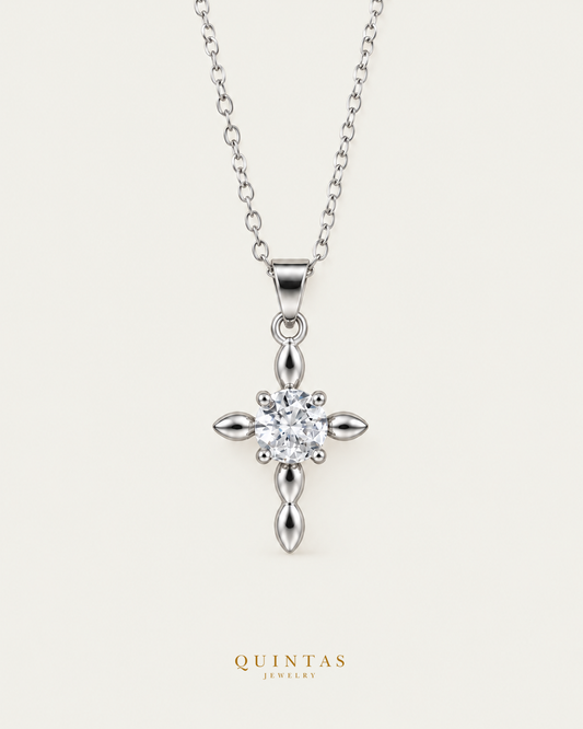 Dainty Cross Diamond Silver Necklace — main view, canonical brand mark
