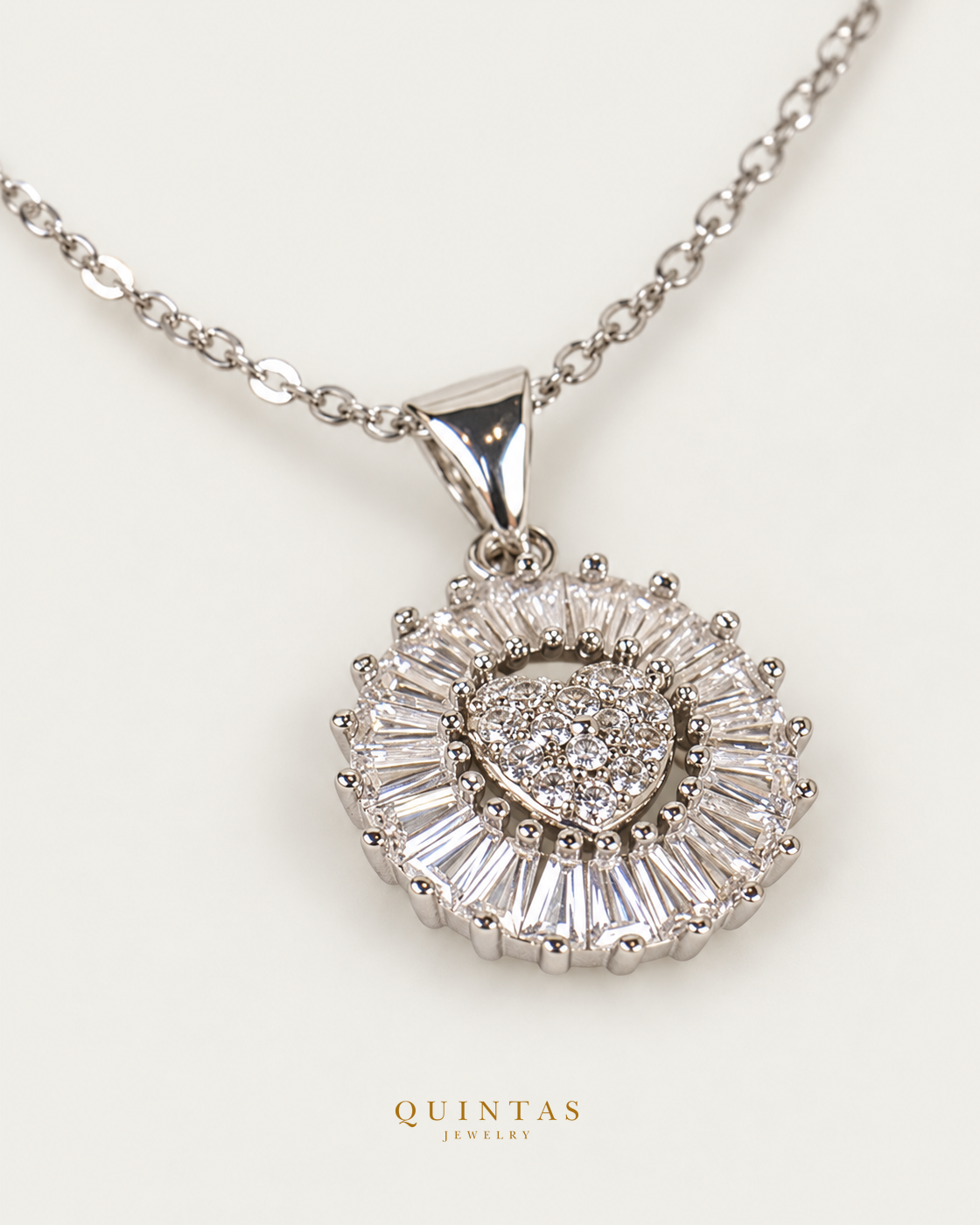 Dazzling Glass Heart Silver Necklace — companion view, canonical brand mark