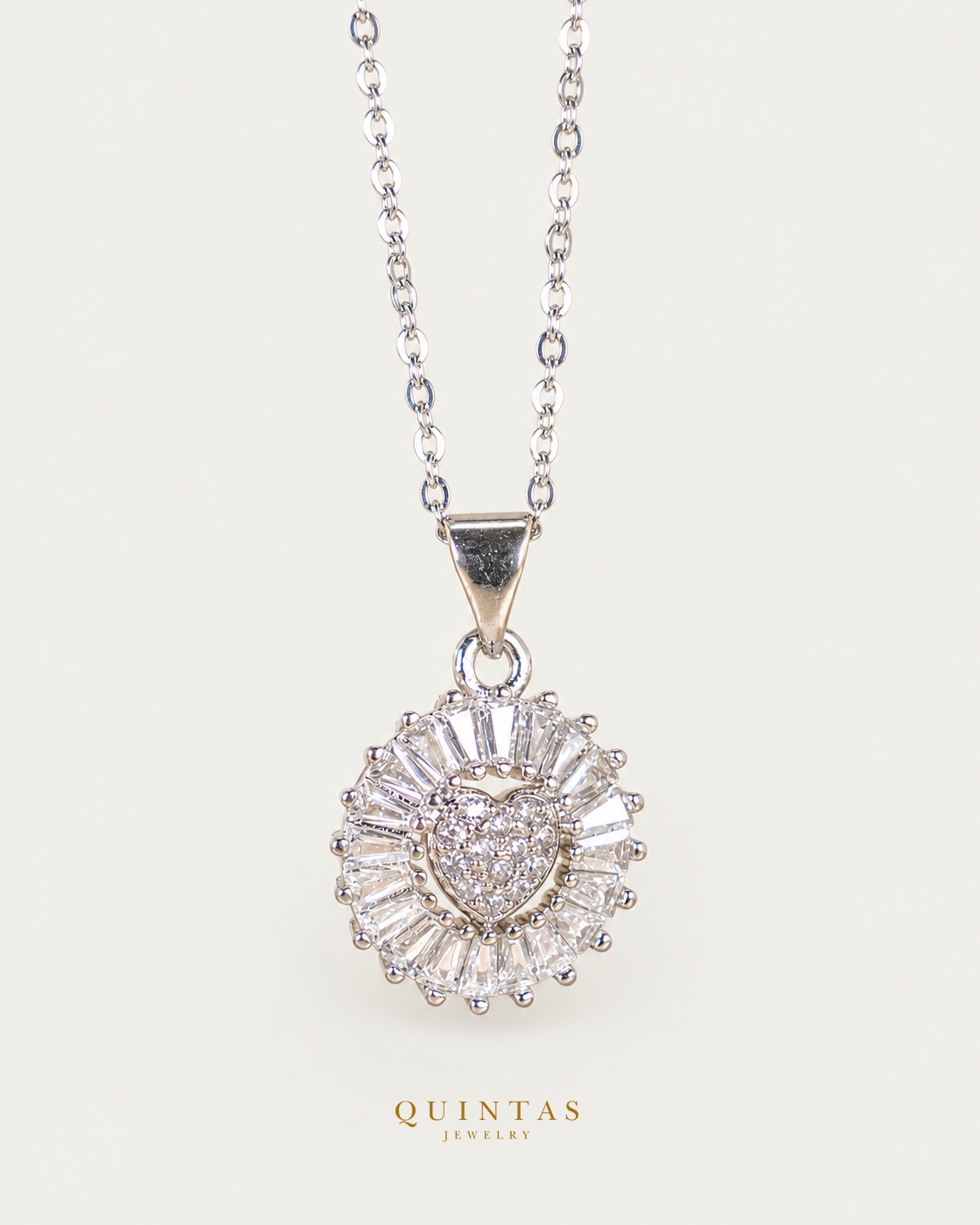 Dazzling Glass Heart Silver Necklace — main view, canonical brand mark